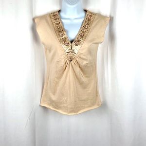 Free People Cotton knit embellished top NWT XS